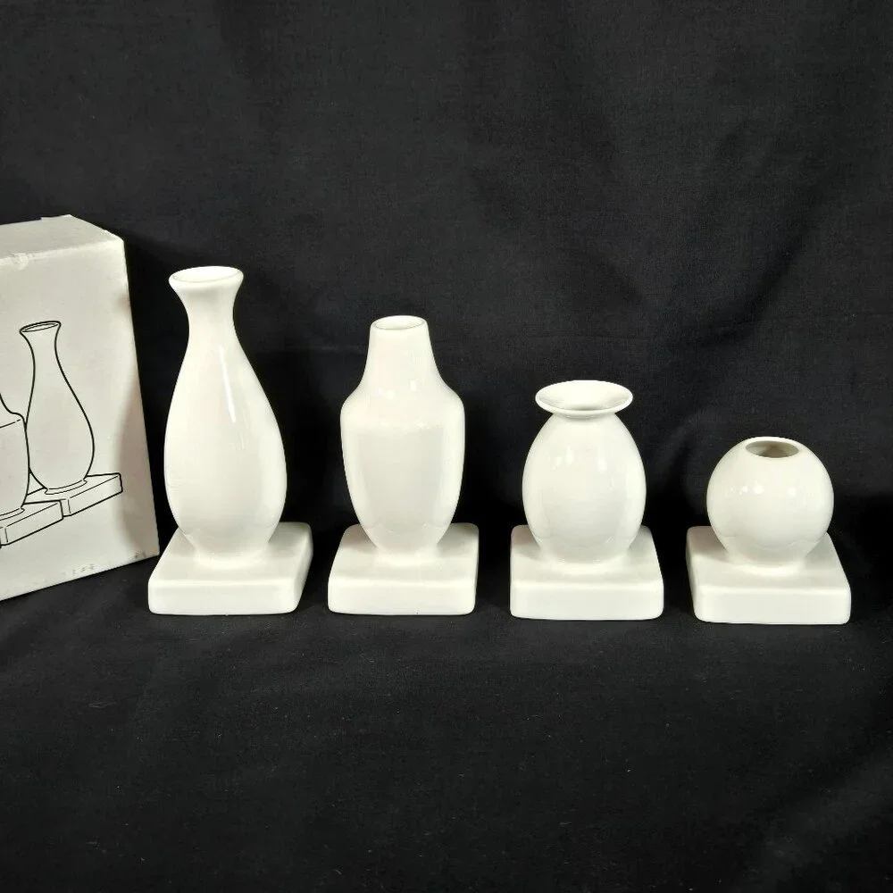 IKEA KRINGGA Modernist Ceramic Vases Set of 4 White New Boxed Pottery Sculptural